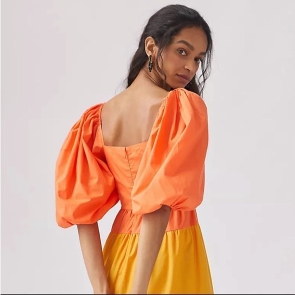 ANTHROPOLOGIE Farm Rio Tiered Colorblocked Maxi Dress XXS Petite Maximalist Boho - Picture 9 of 16